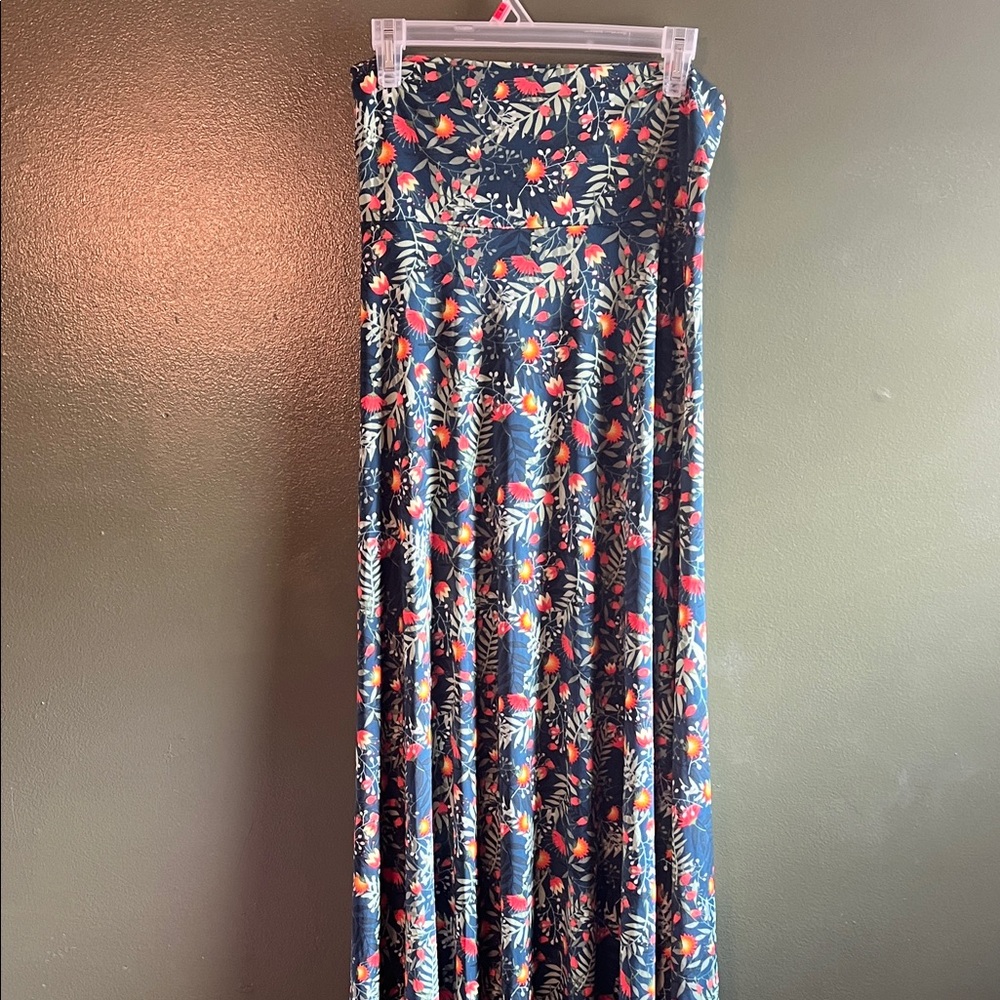 LuLaRoe Maxi Skirt - geeen and orange floral
